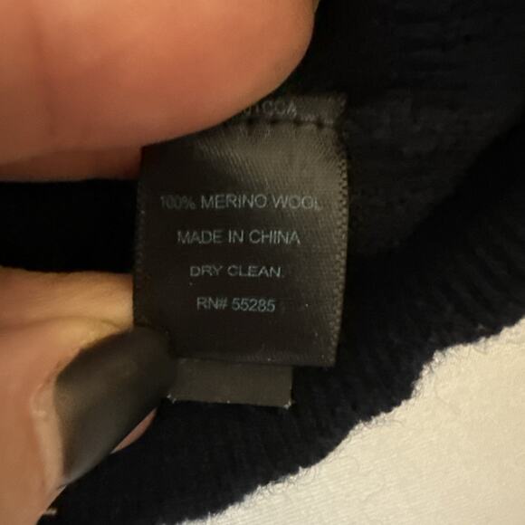 Express Women's L Preppy Merino Wool Navy Blue V Neck Sweater Academia Winter - Picture 4 of 8